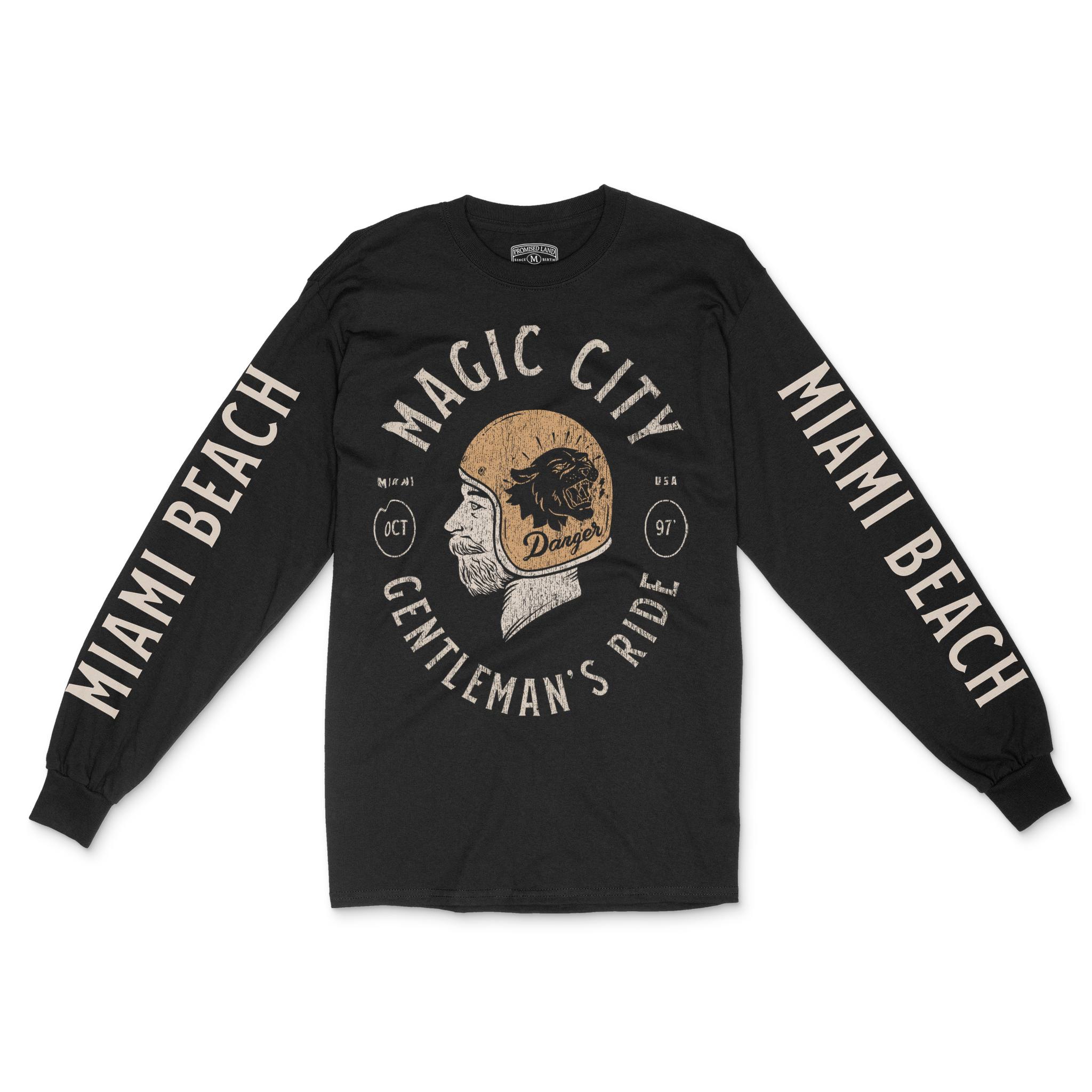 Miami Rider Longsleeve in Black - front view with sleeves