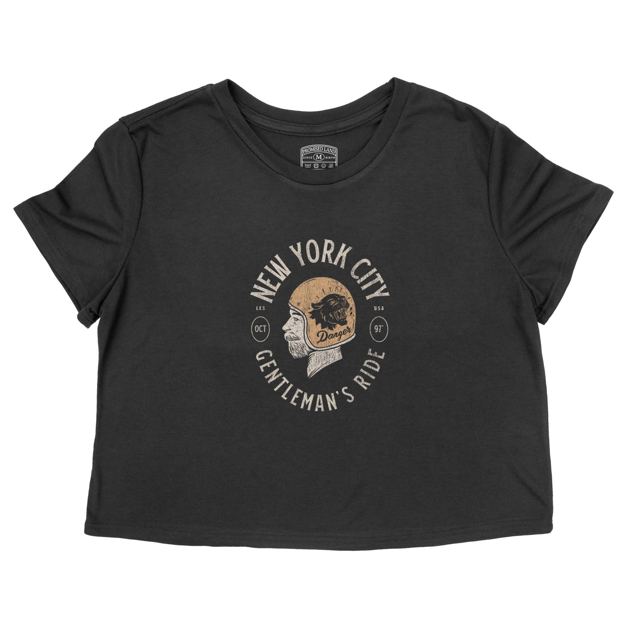 New York Cropped Tee in Black - front view