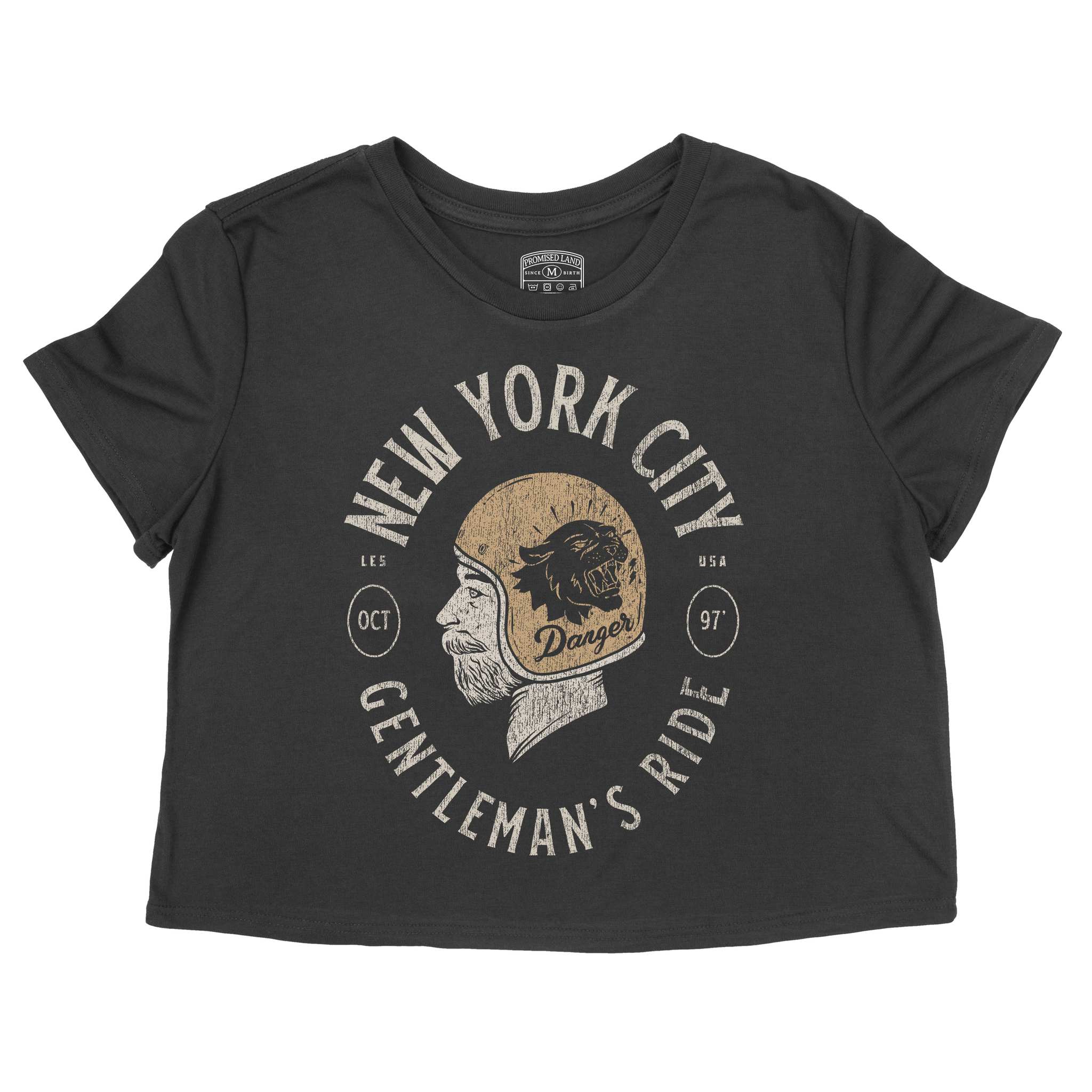 New York Rider Cropped Tee Black front