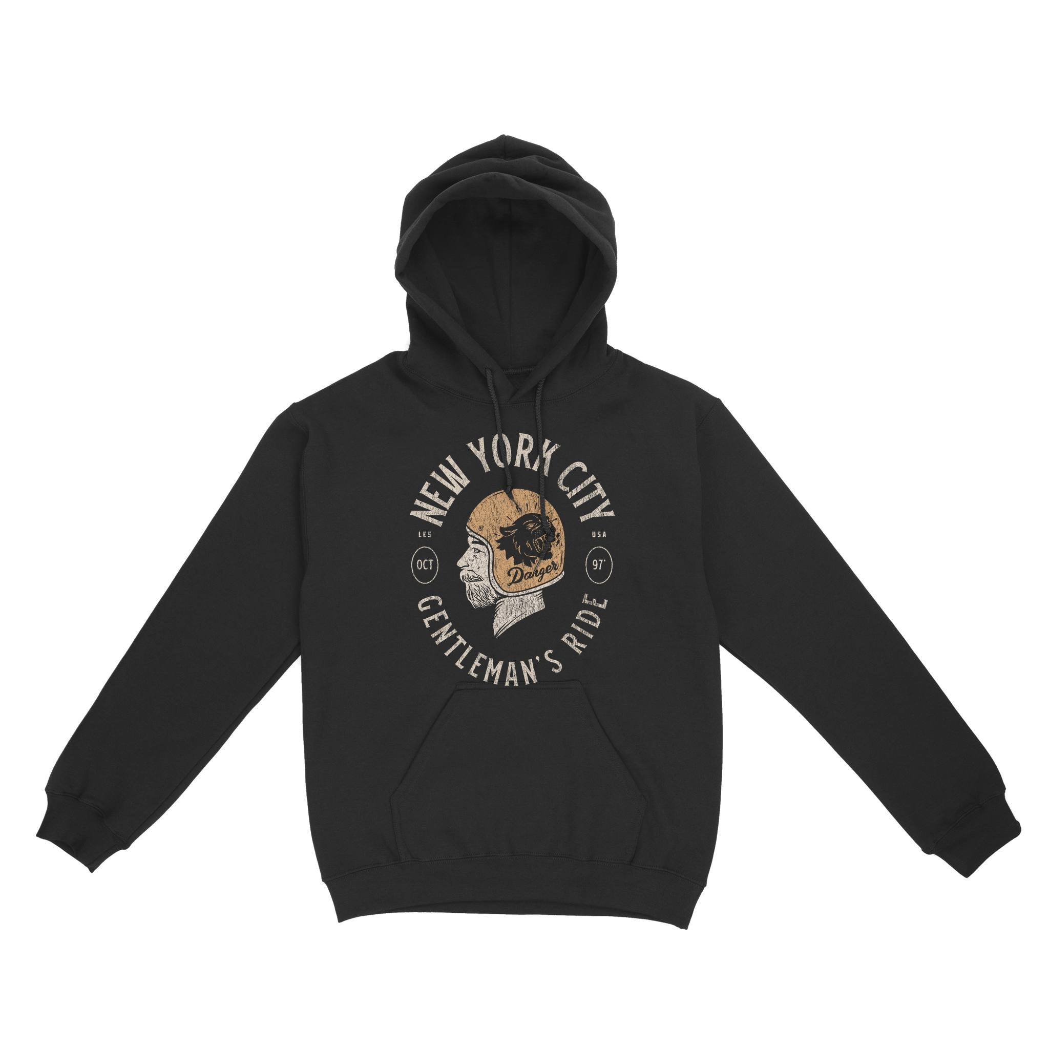 New York Hoodie in Black - front view