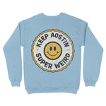 Austin Smiley Face Crewneck Light Blue back