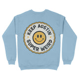 Austin Smiley Face Crewneck Light Blue back