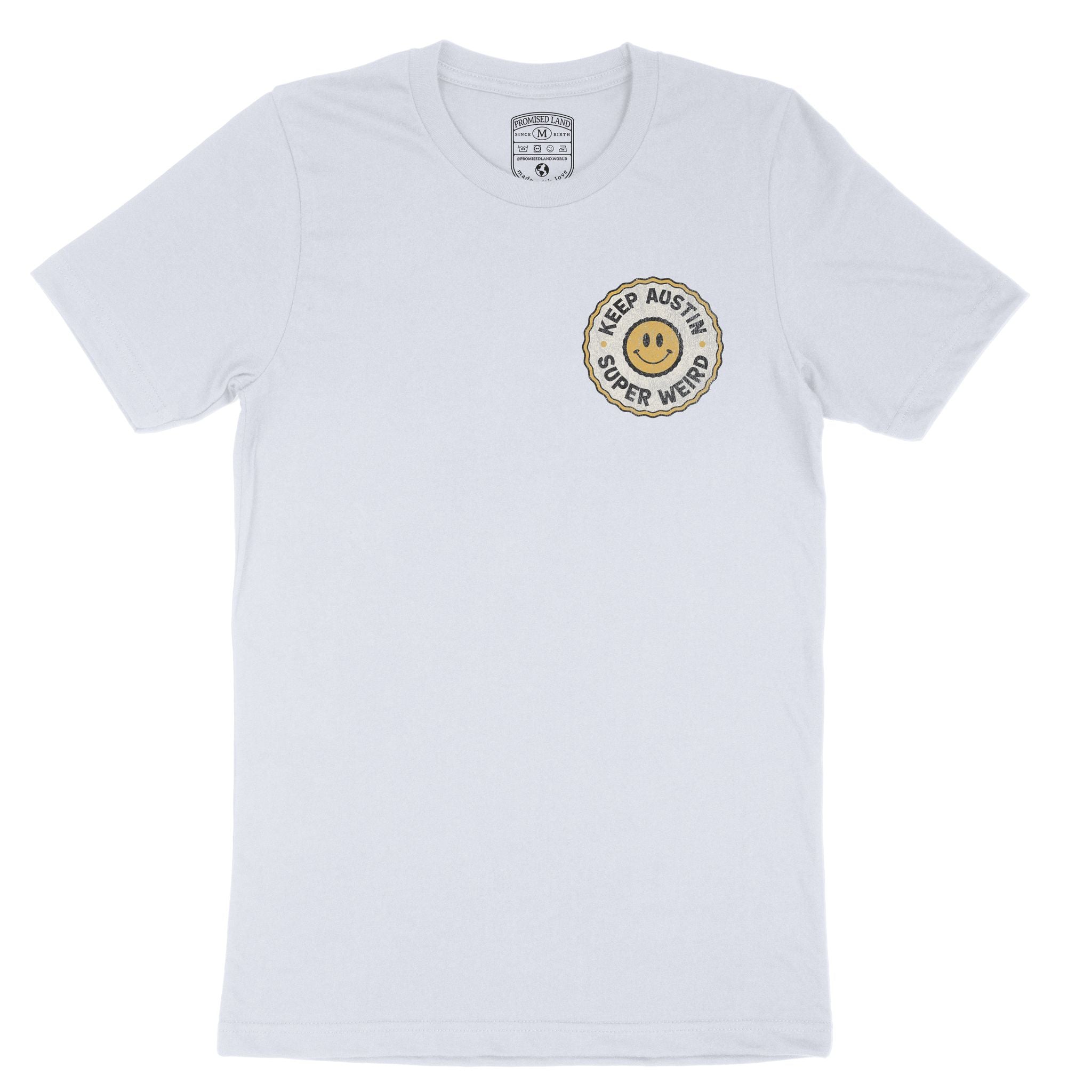 Austin Smiley Face 3 T-Shirt in Light Blue - front view