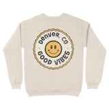 Denver Smiley Face 3 Crewneck in Natural - back view