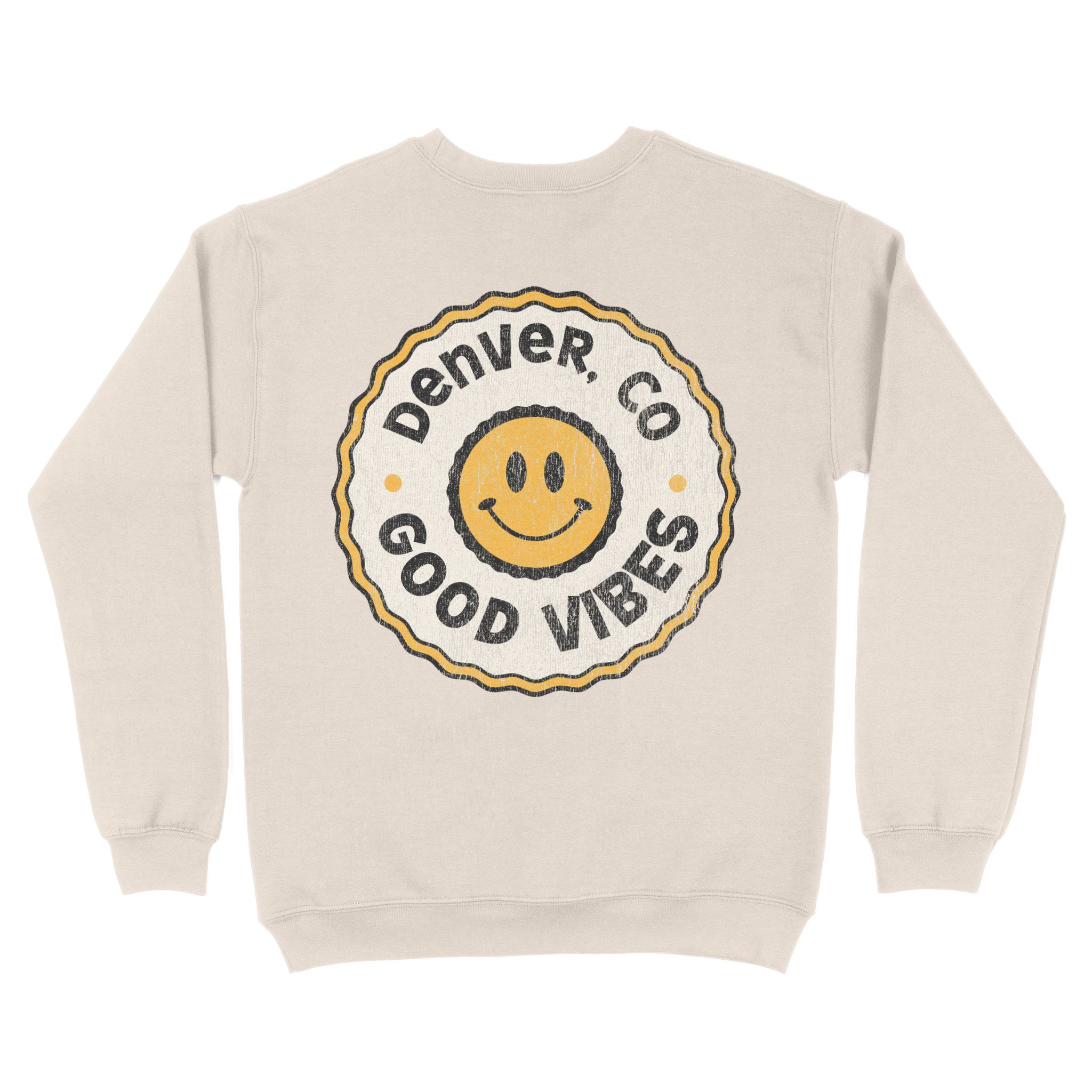 Denver Smiley Face 3 Crewneck in Natural - back view