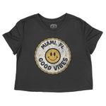 Miami Smiley Face Cropped Tee Black front
