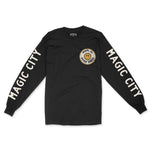 Miami Smiley Face 3 Longsleeve in Black - front view with sleeves