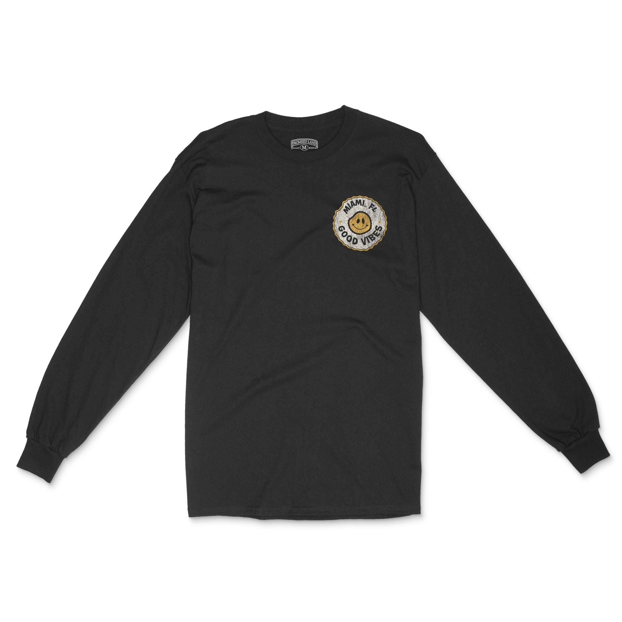 Miami Smiley Face 3 Longsleeve in Black - front view