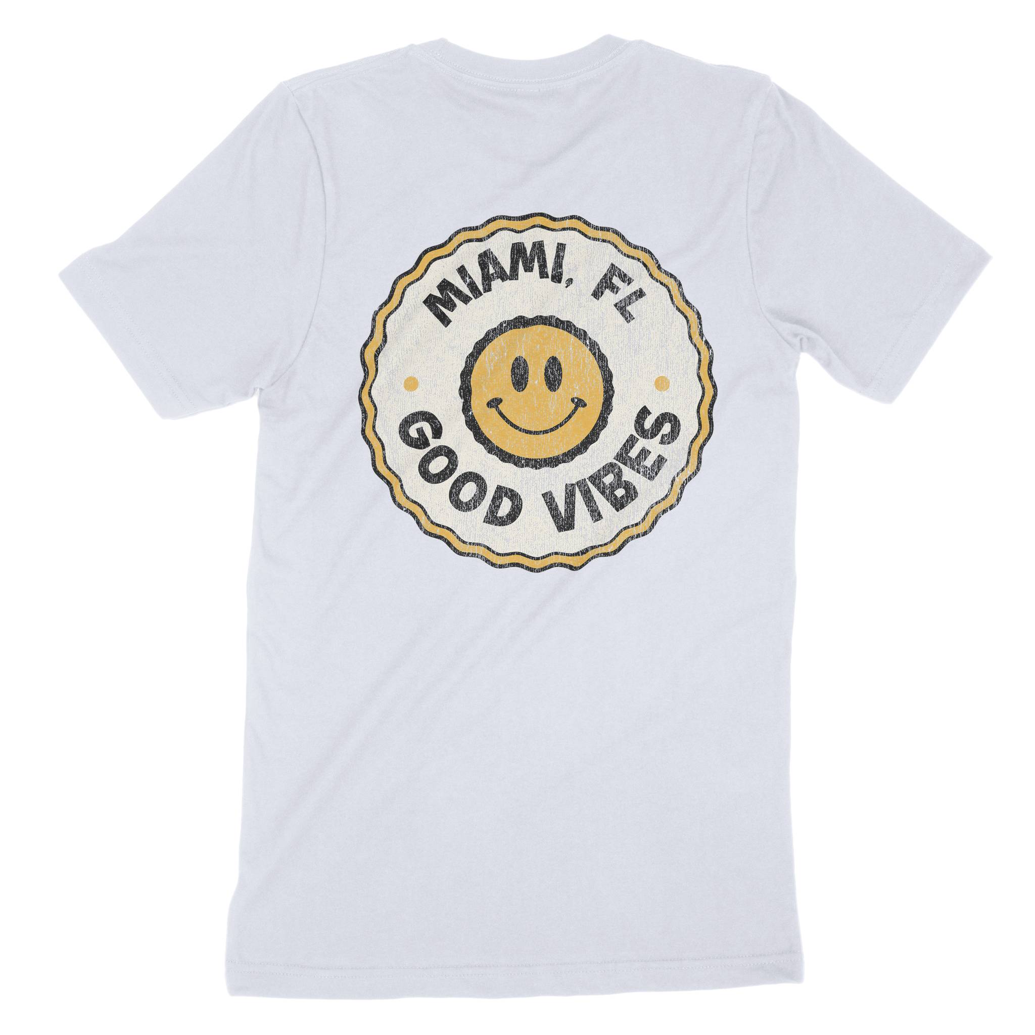 Miami Smiley Face 3 T-Shirt in Light Blue - back view
