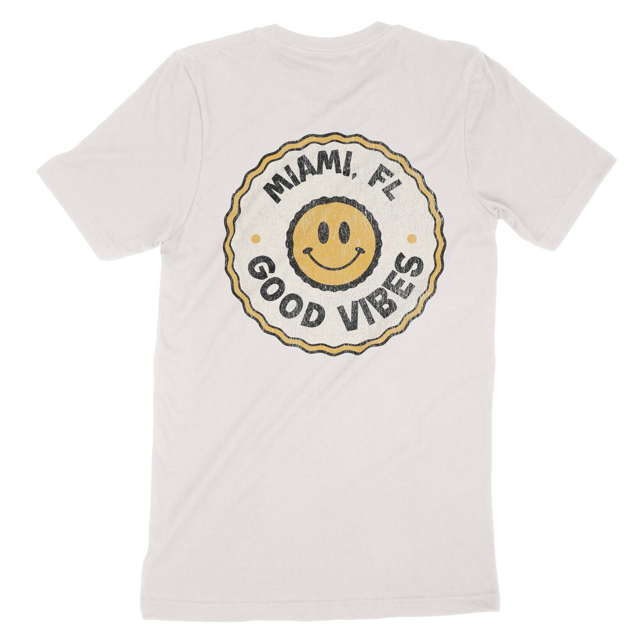 Miami Smiley Face T-Shirt Vintage White back
