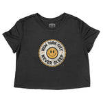 New York Cropped Tee in Black - front view