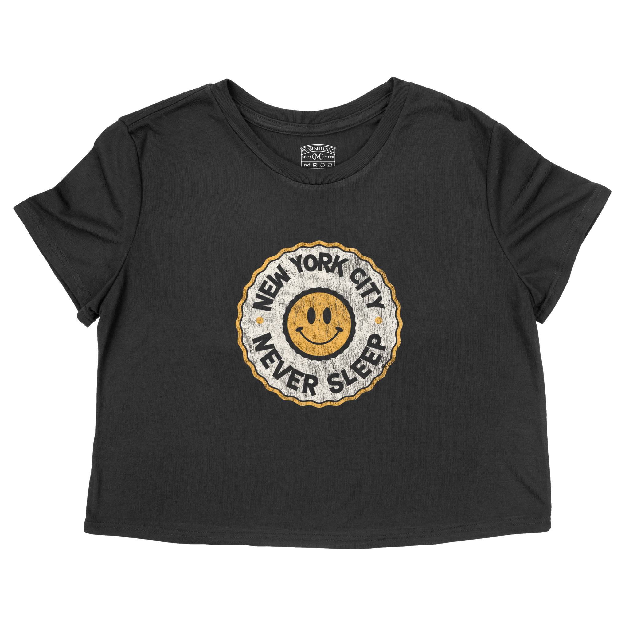 New York Cropped Tee in Black - front view