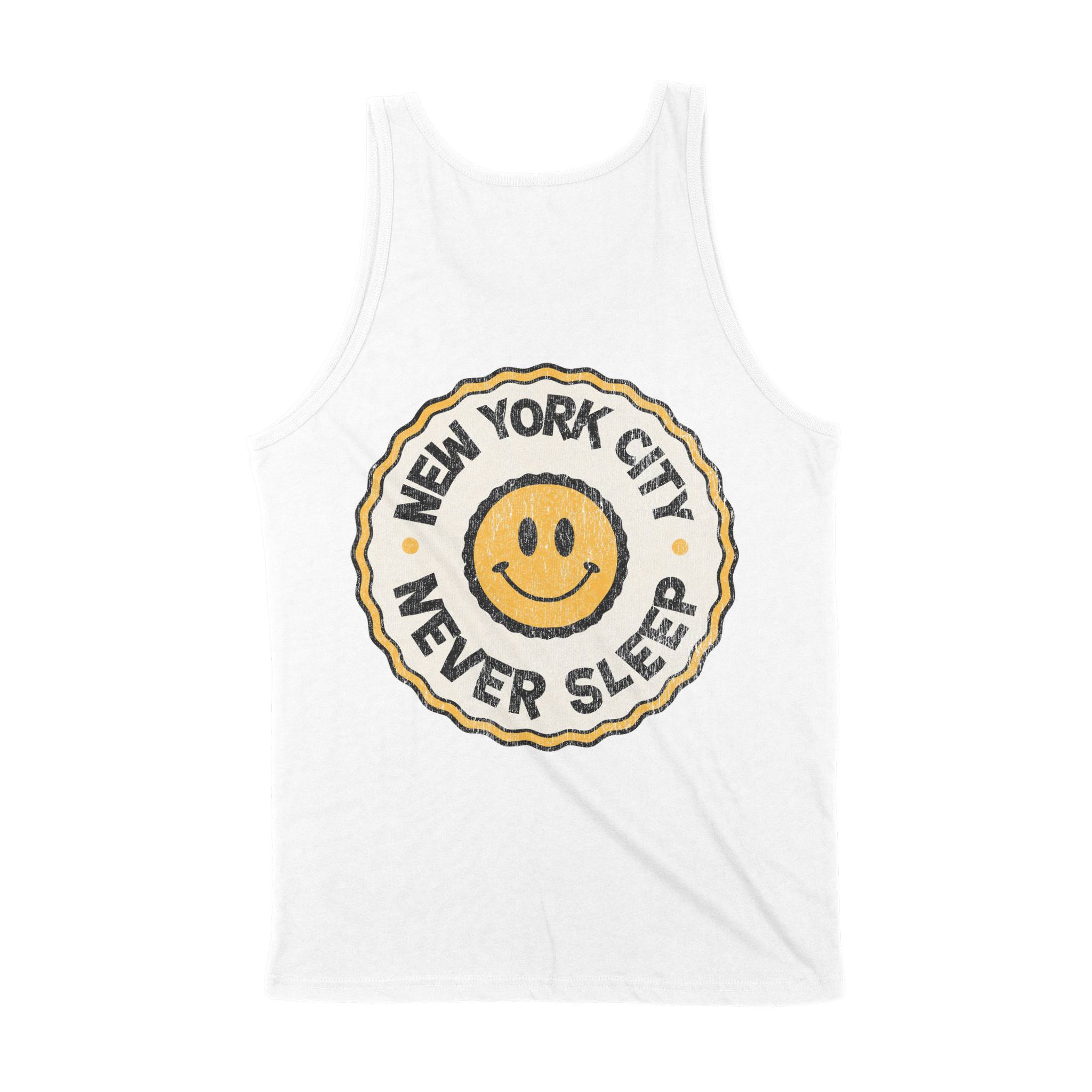New York Smiley Face 3 Tank Top in White - back view