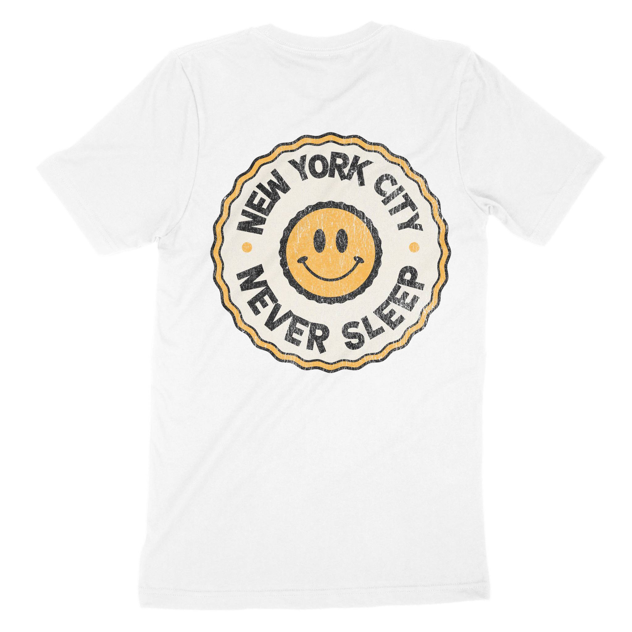 New York Smiley Face 3 T-Shirt in White - back view