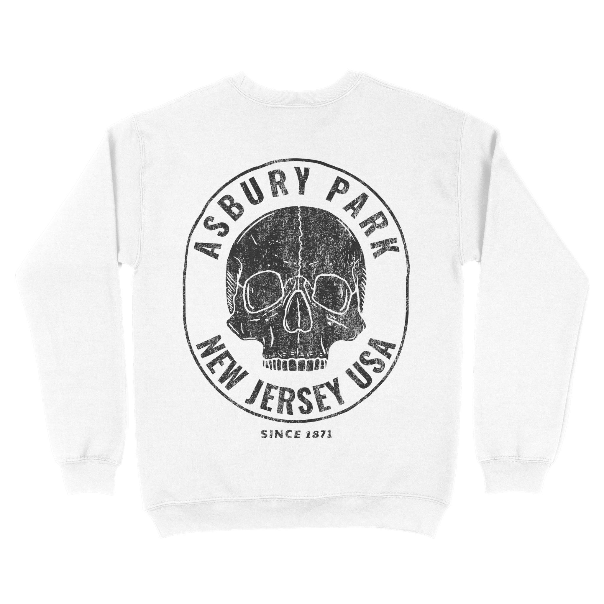 Asbury Park Skull Crusher Crewneck in White - back view