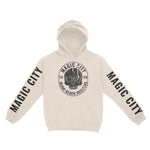Miami Skull Crusher Hoodie in Natural - front view with sleeves