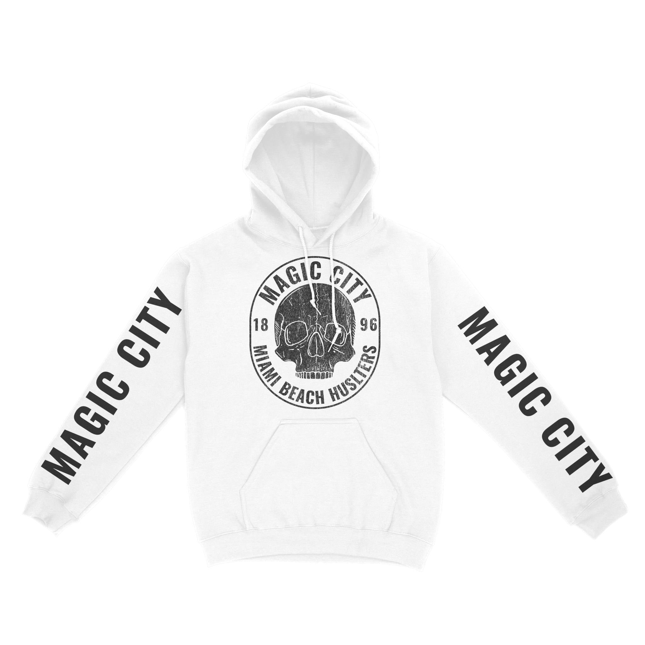 Miami Hoodie in White - front-sleeves view