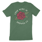 Denver Love Wins T-Shirt Hunter Green back