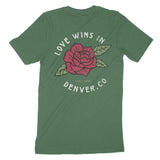 Denver Love Wins T-Shirt Hunter Green back