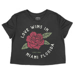 Miami Love Wins Cropped Tee Black front