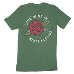 Miami Love Wins T-Shirt Hunter Green back
