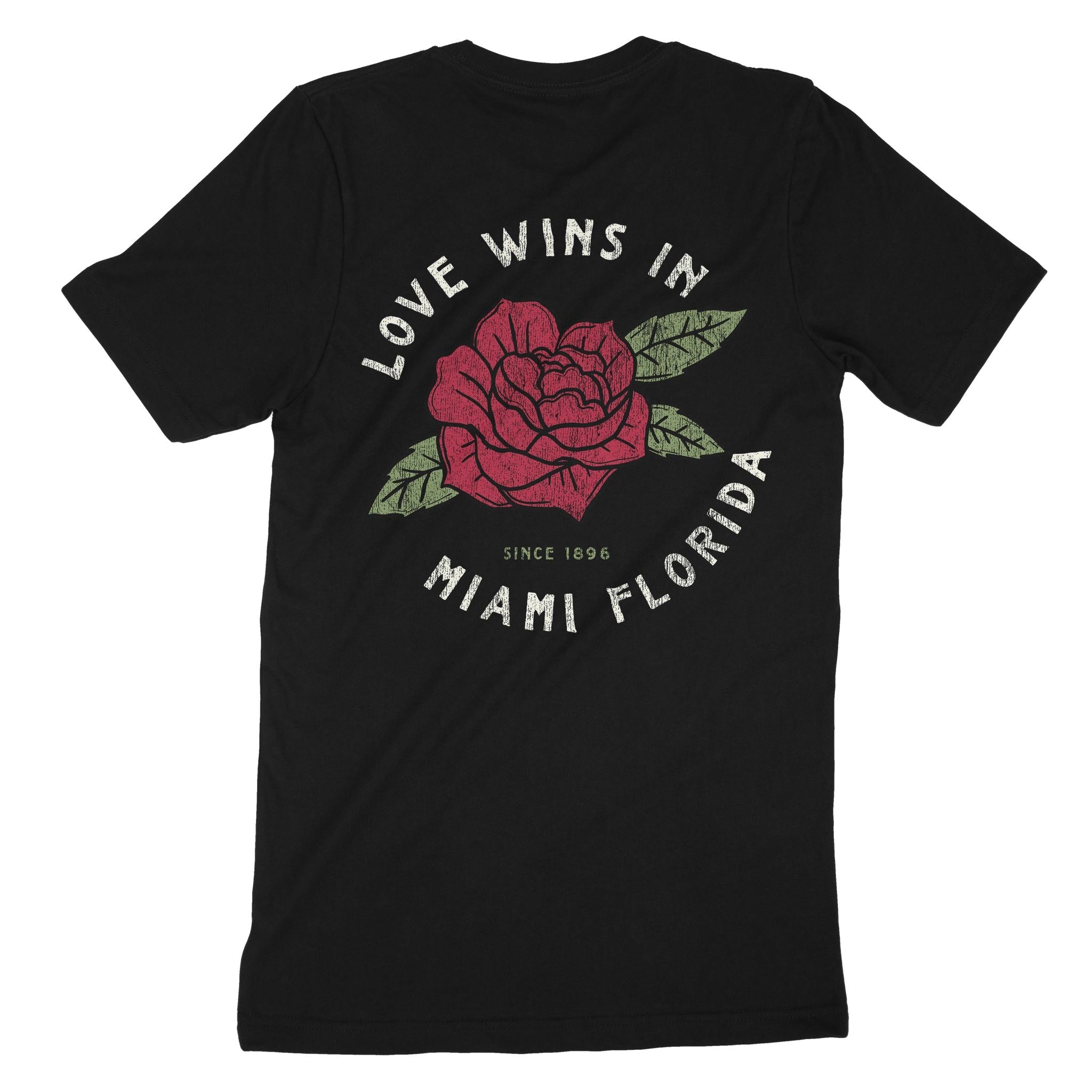 Miami Love Wins T-Shirt Vintage Black back