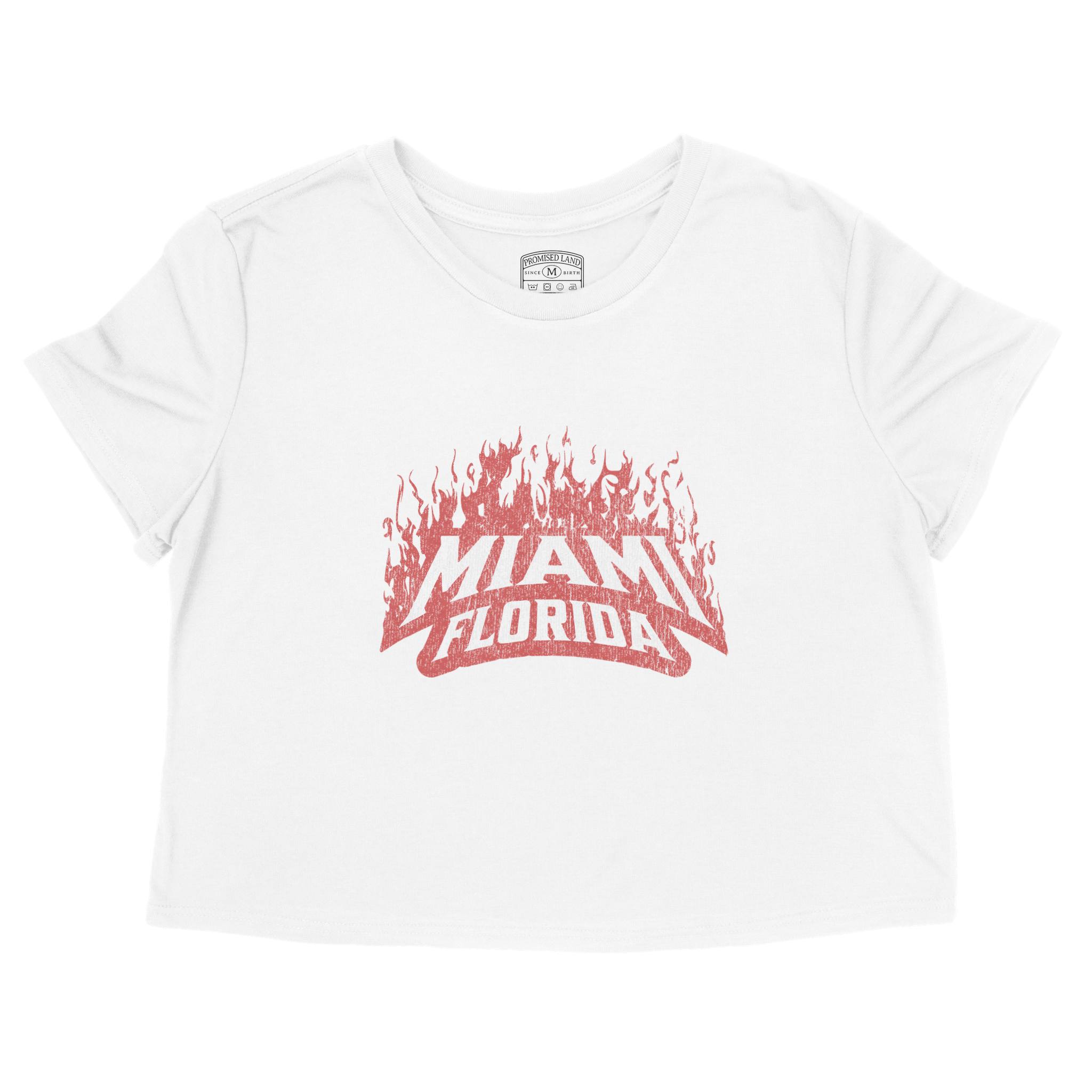 Miami Cropped Tee in White - front view