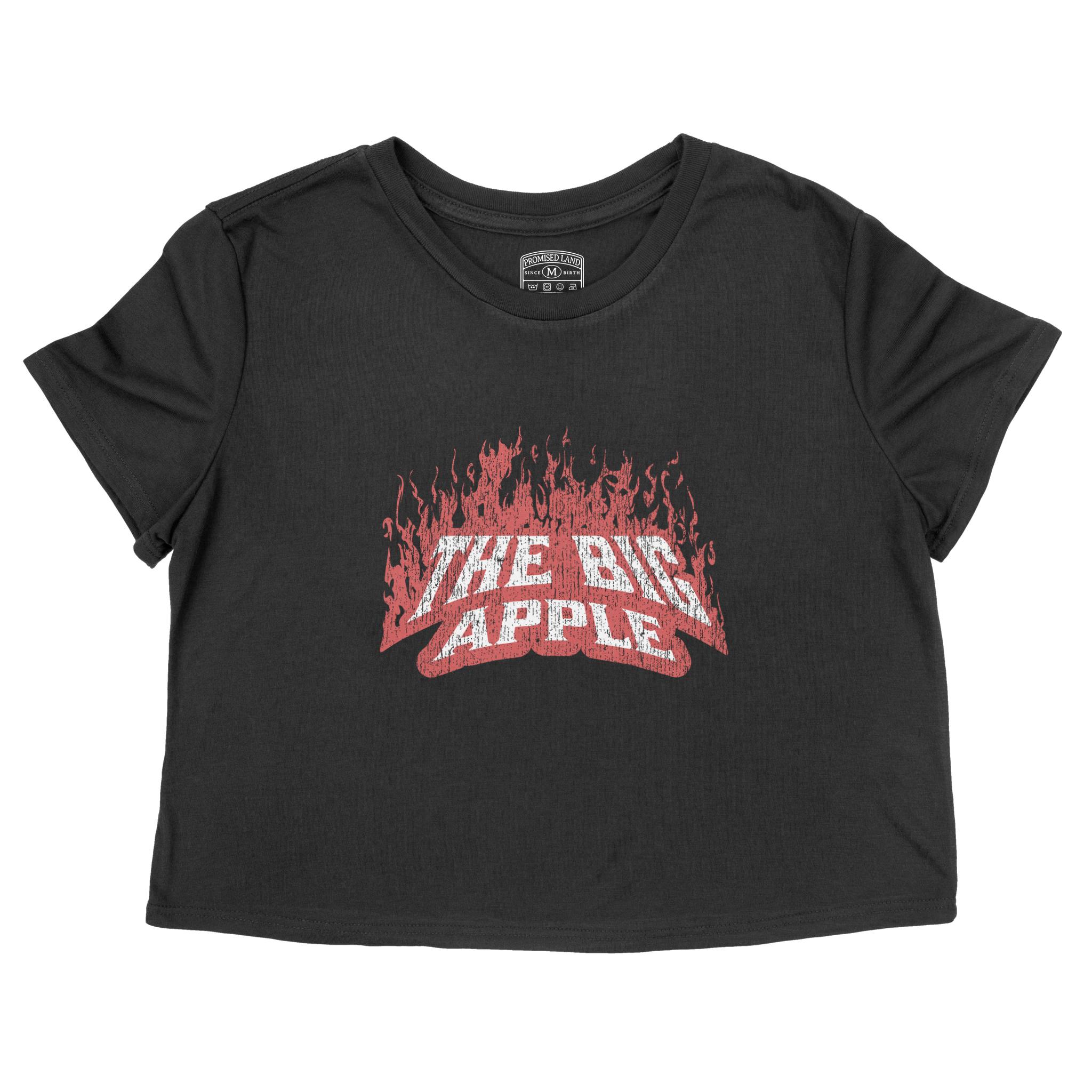 New York Cropped Tee in Black - front view