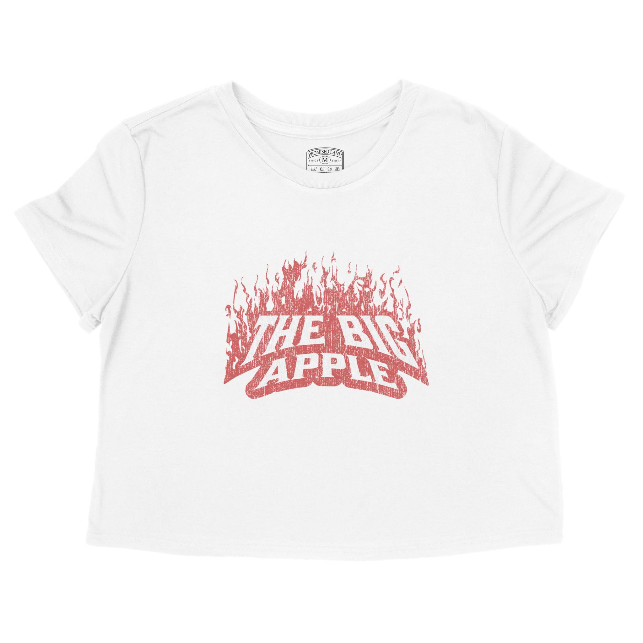 New York Cropped Tee in White - front view
