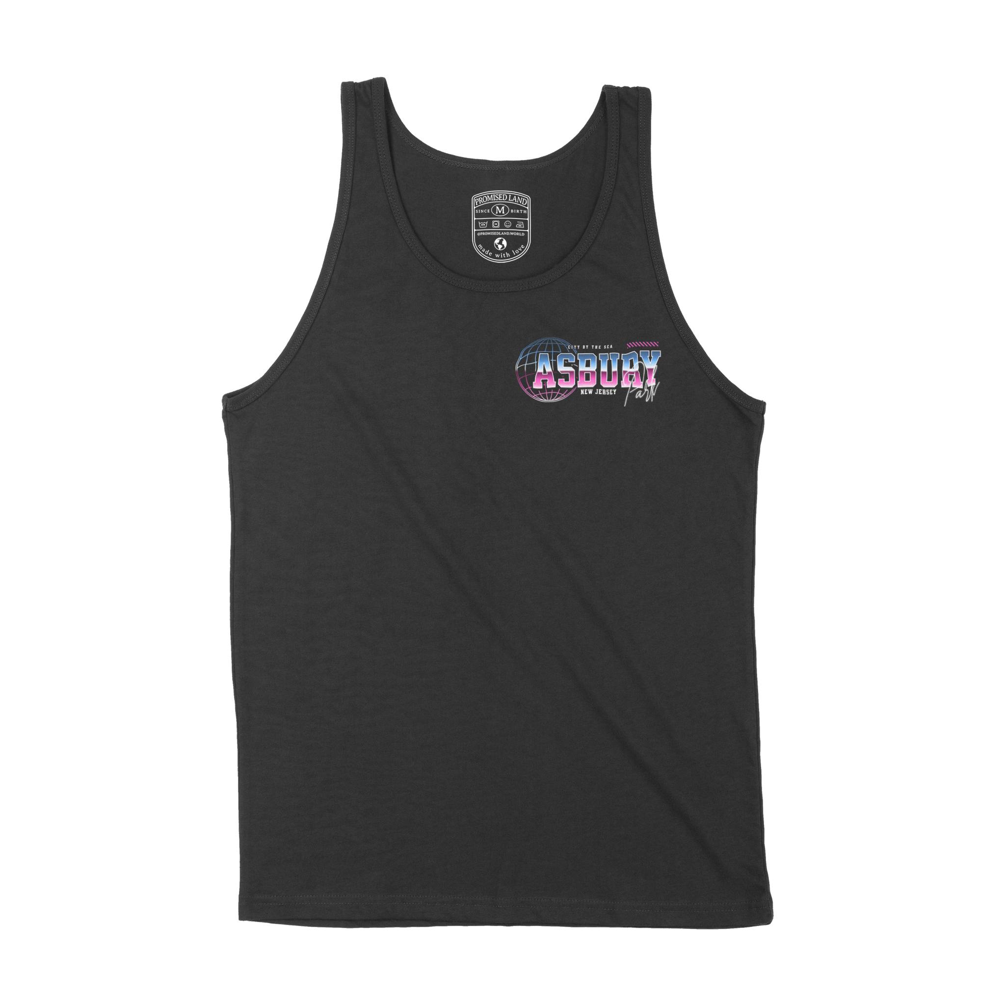 Asbury Park Retro Tank Top in Black - front view