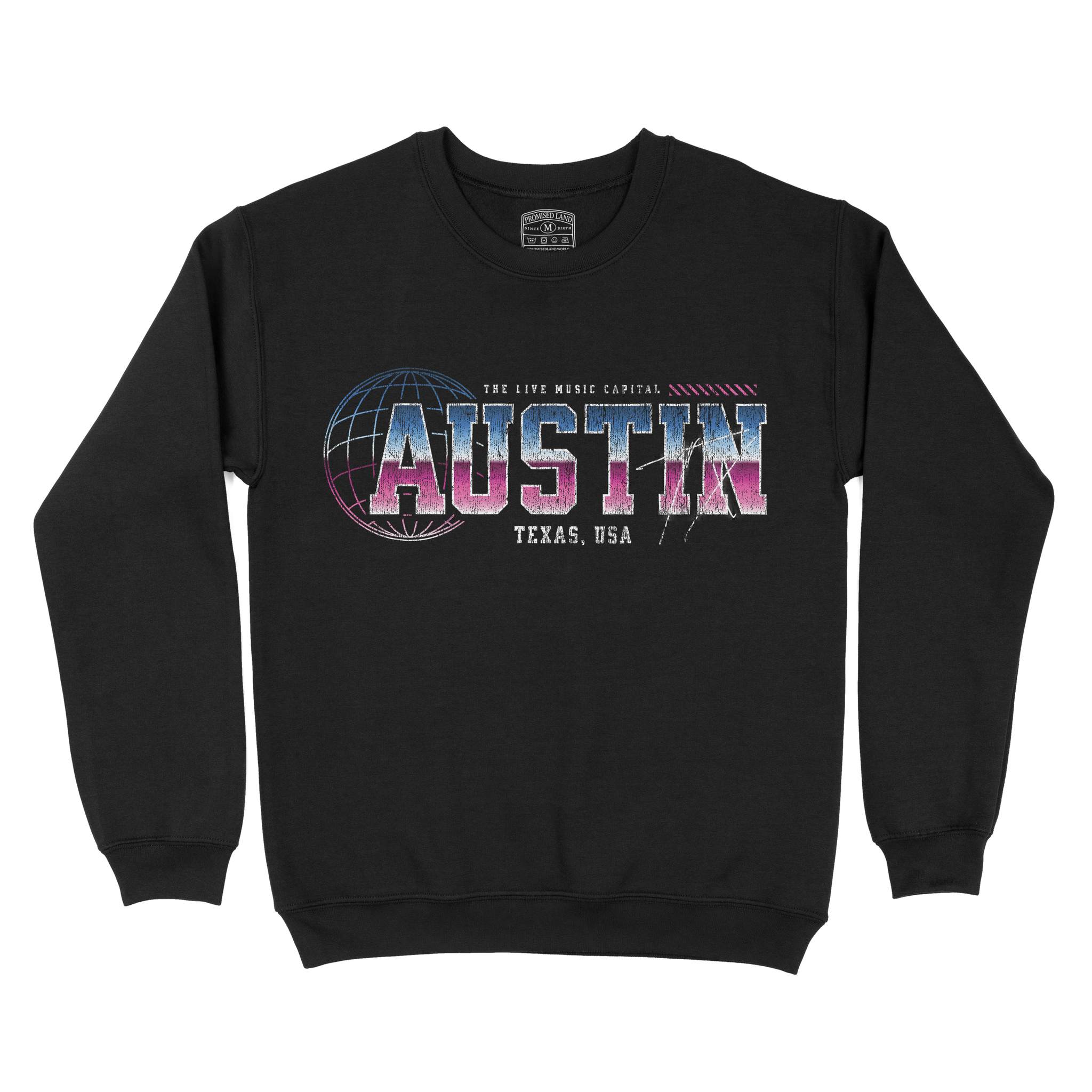 Austin Retro Crewneck Black front