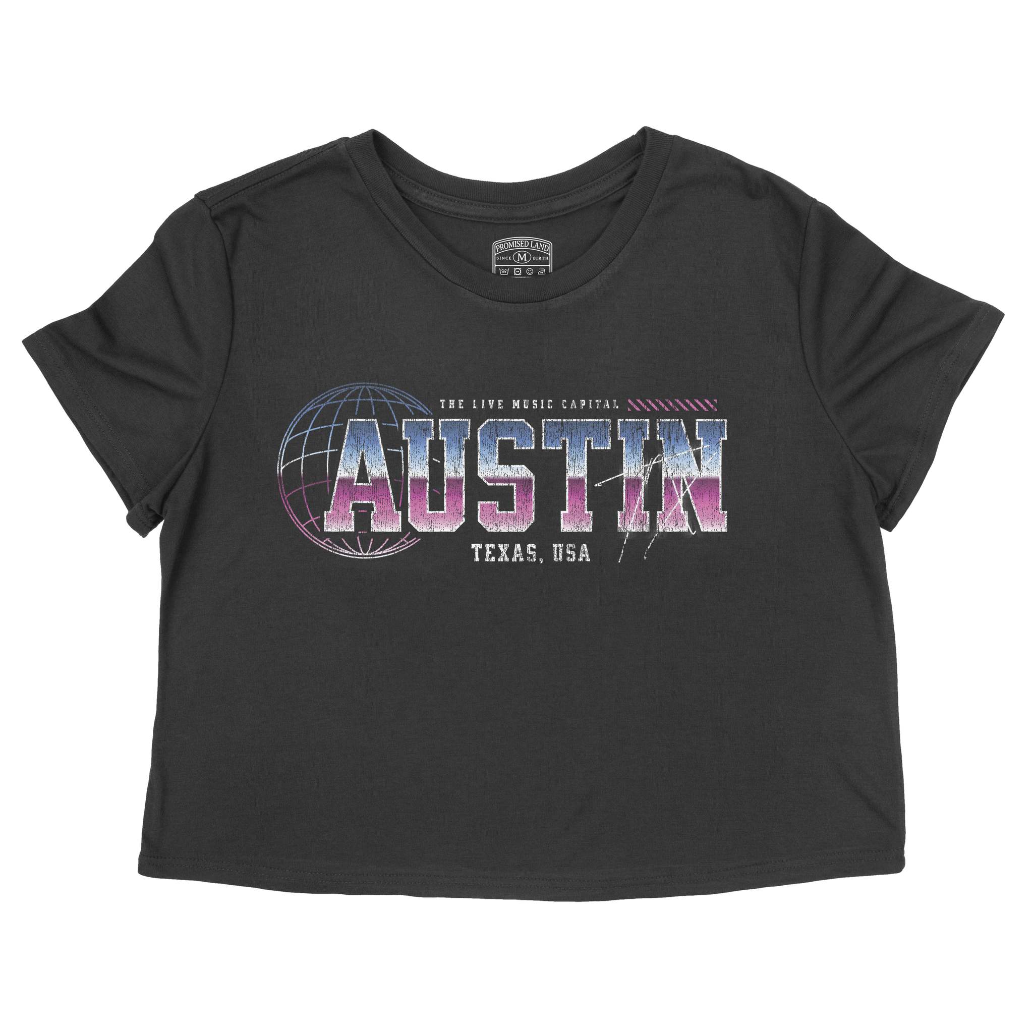Austin Retro Cropped Tee Black front