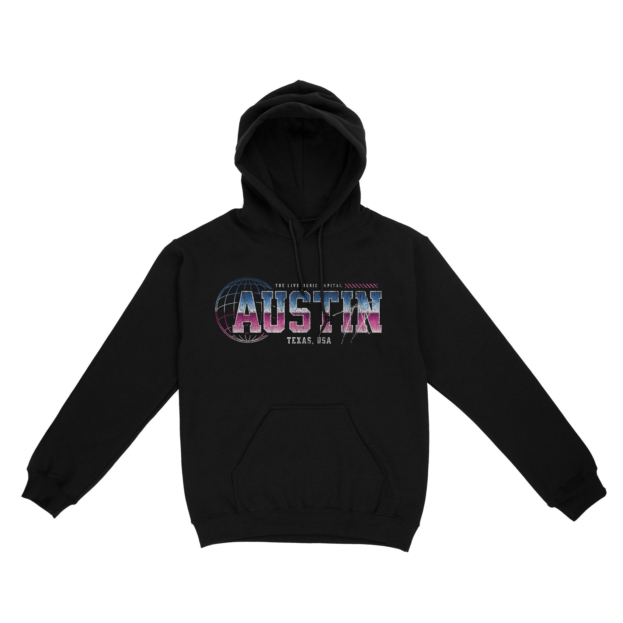 Austin Retro Hoodie Black front
