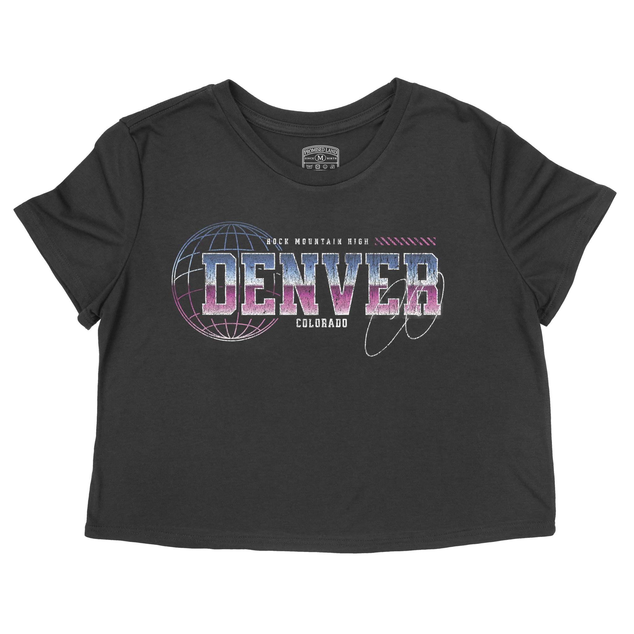 Denver Retro Cropped Tee Black front
