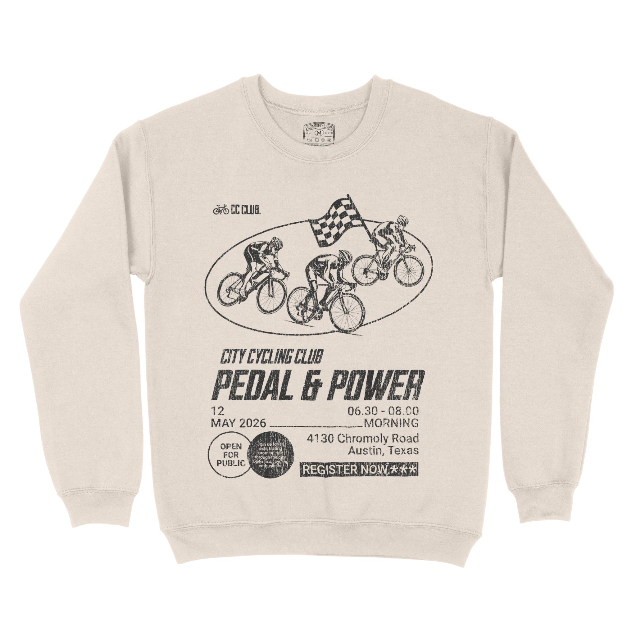 Austin Bike Club Crewneck in Natural - front view