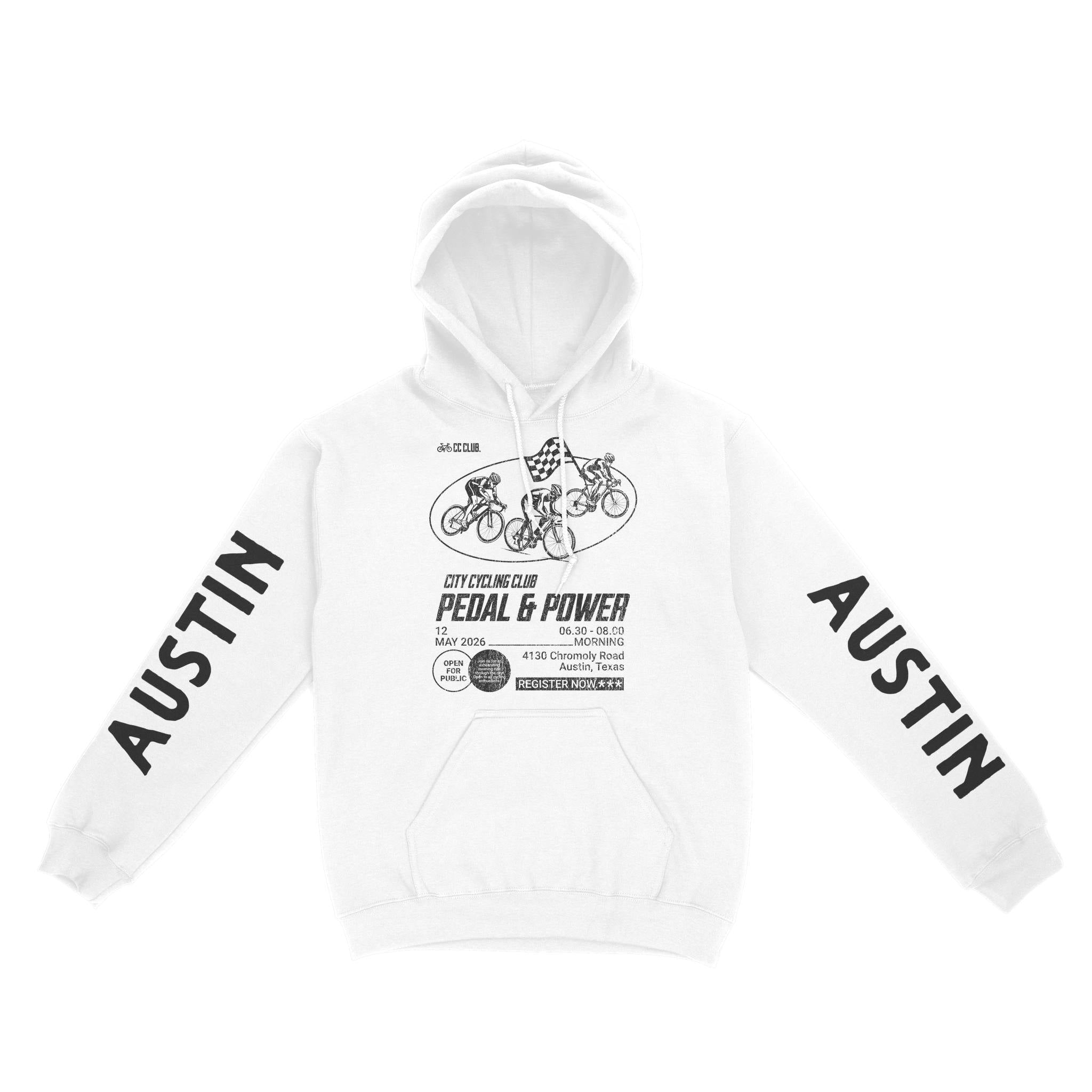 Austin Hoodie in White - front-sleeves view