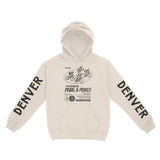 Denver Bike Club Hoodie in Natural - front view with sleeves