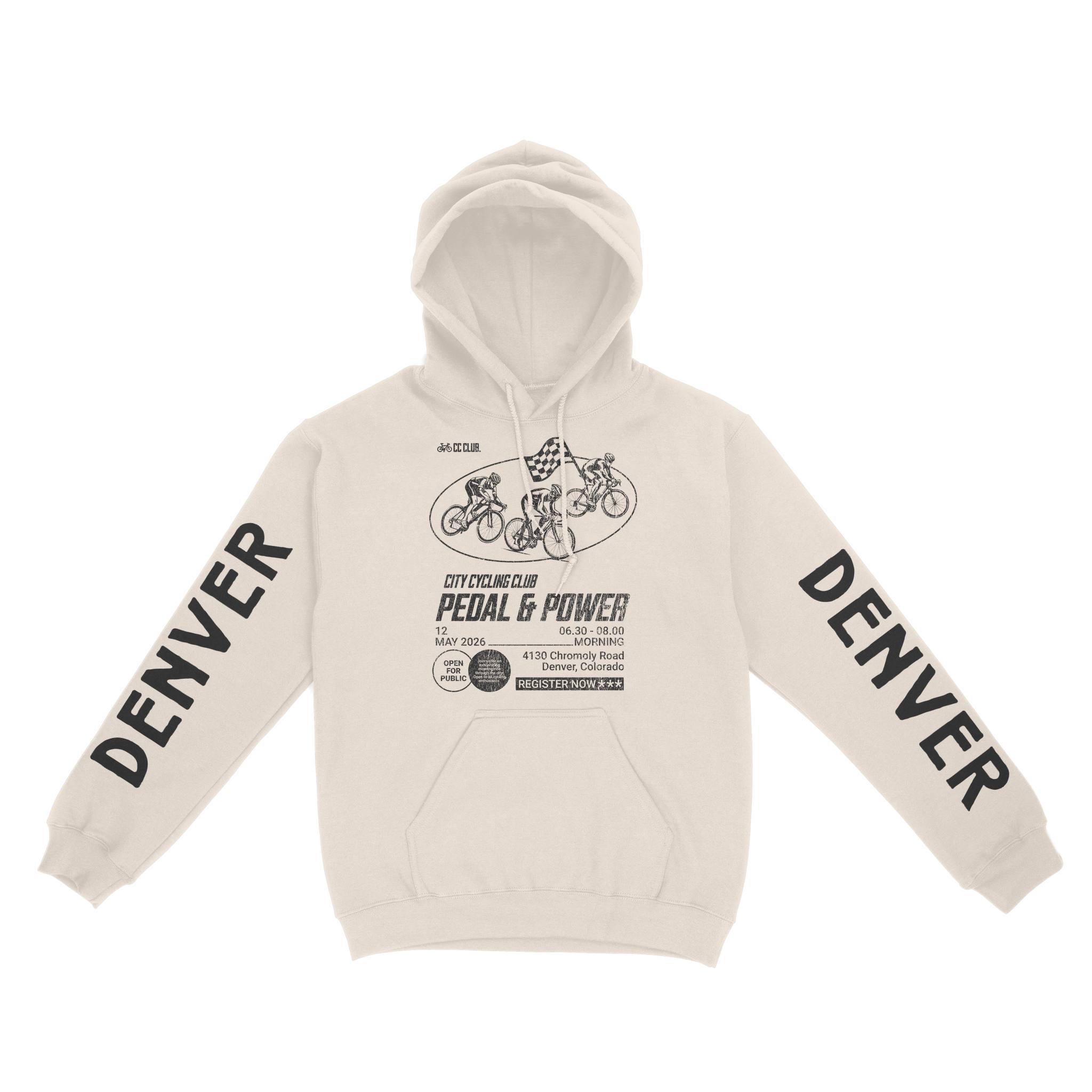 Denver Hoodie in Natural - front-sleeves view