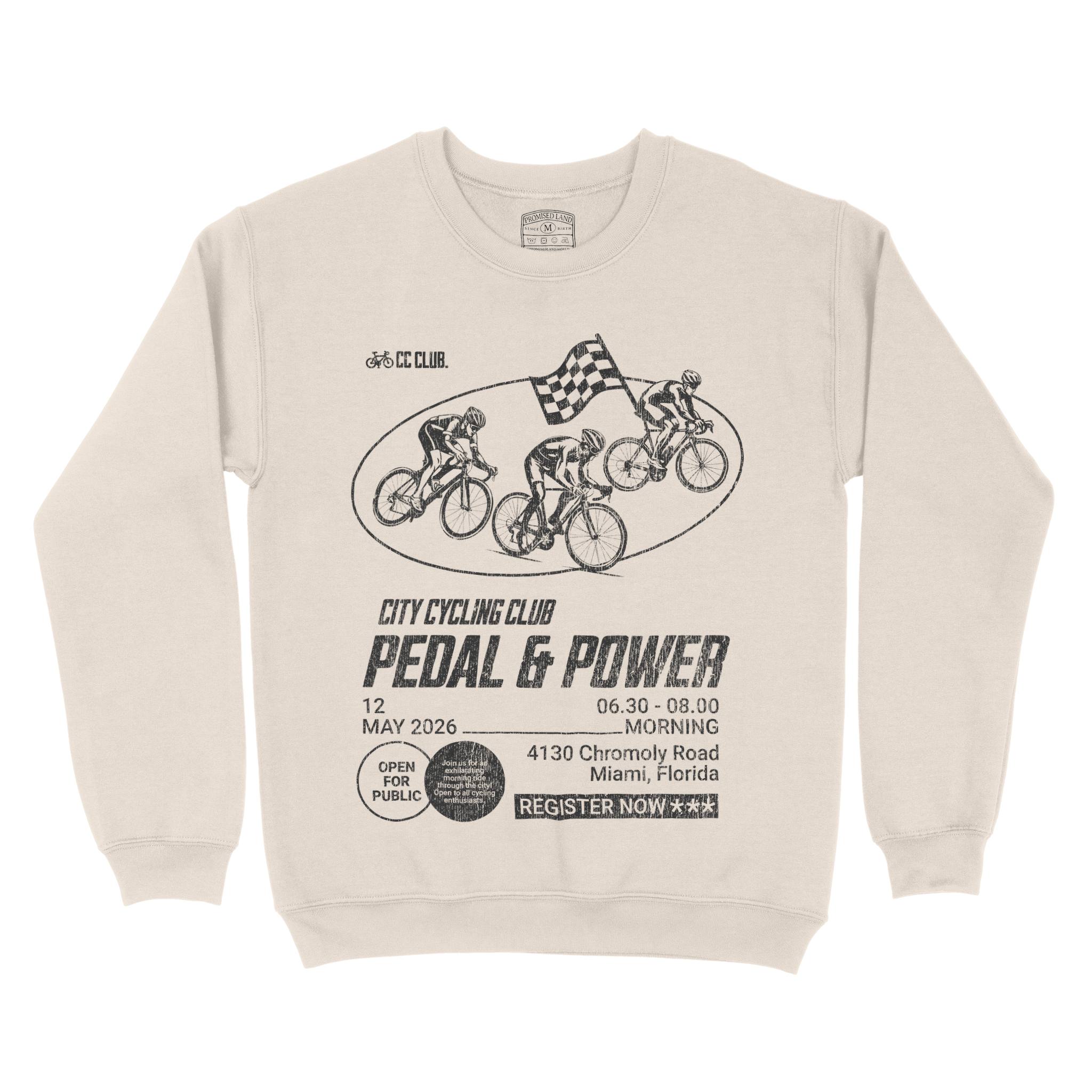 Miami Bike Club Crewneck in Natural - front view