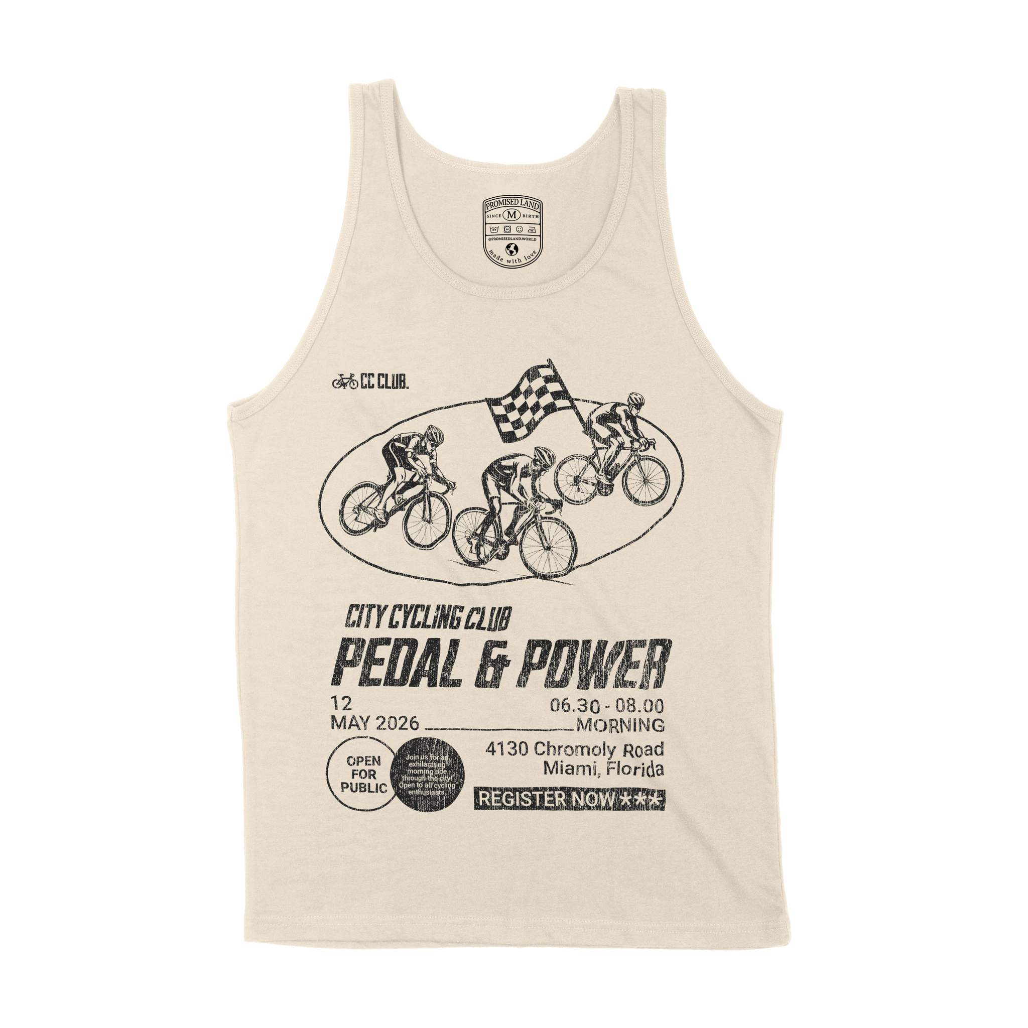 Miami Bike Club Tank Top Natural front