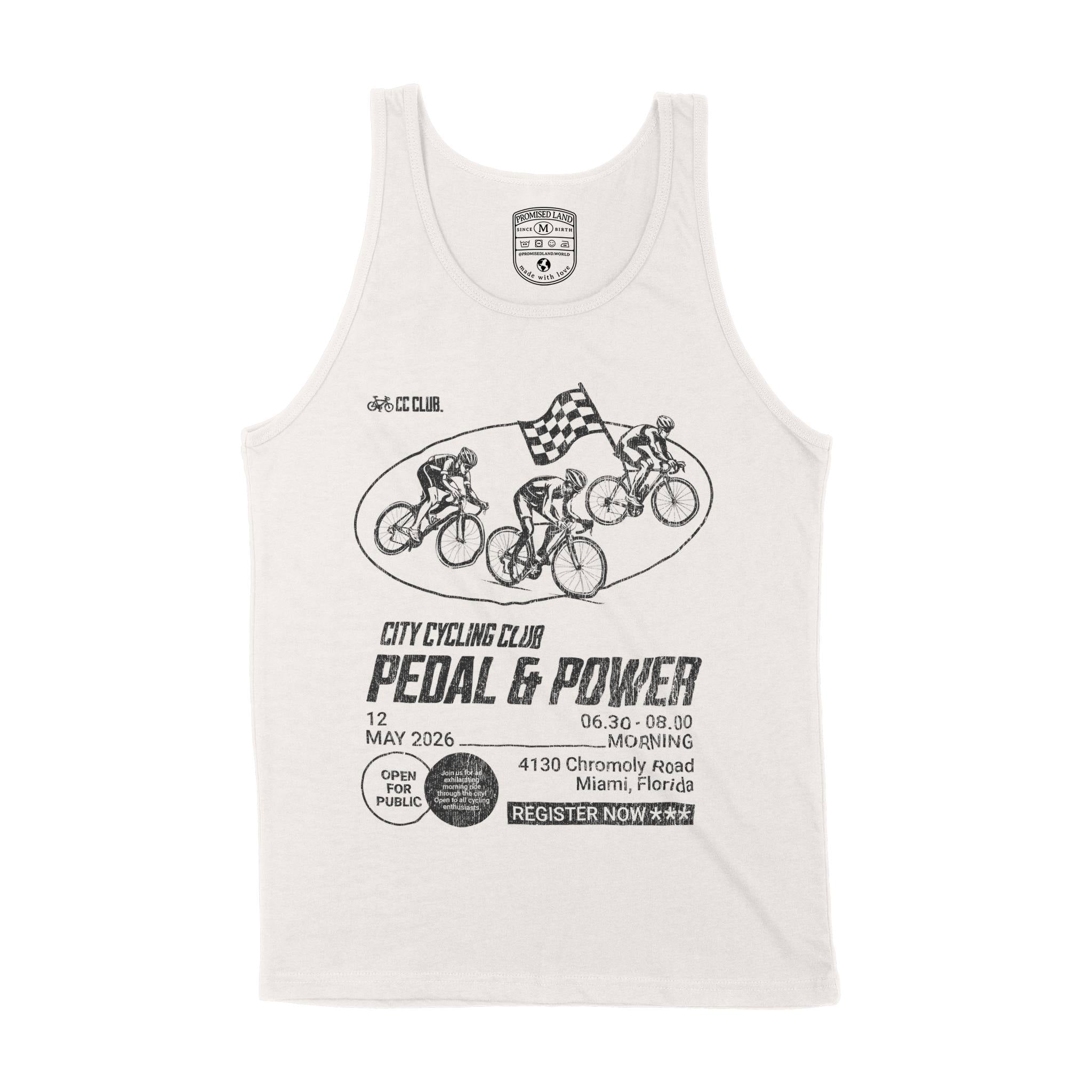 Miami Bike Club Tank Top in Vintage - front view