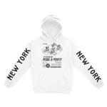 New York Hoodie in White - front-sleeves view