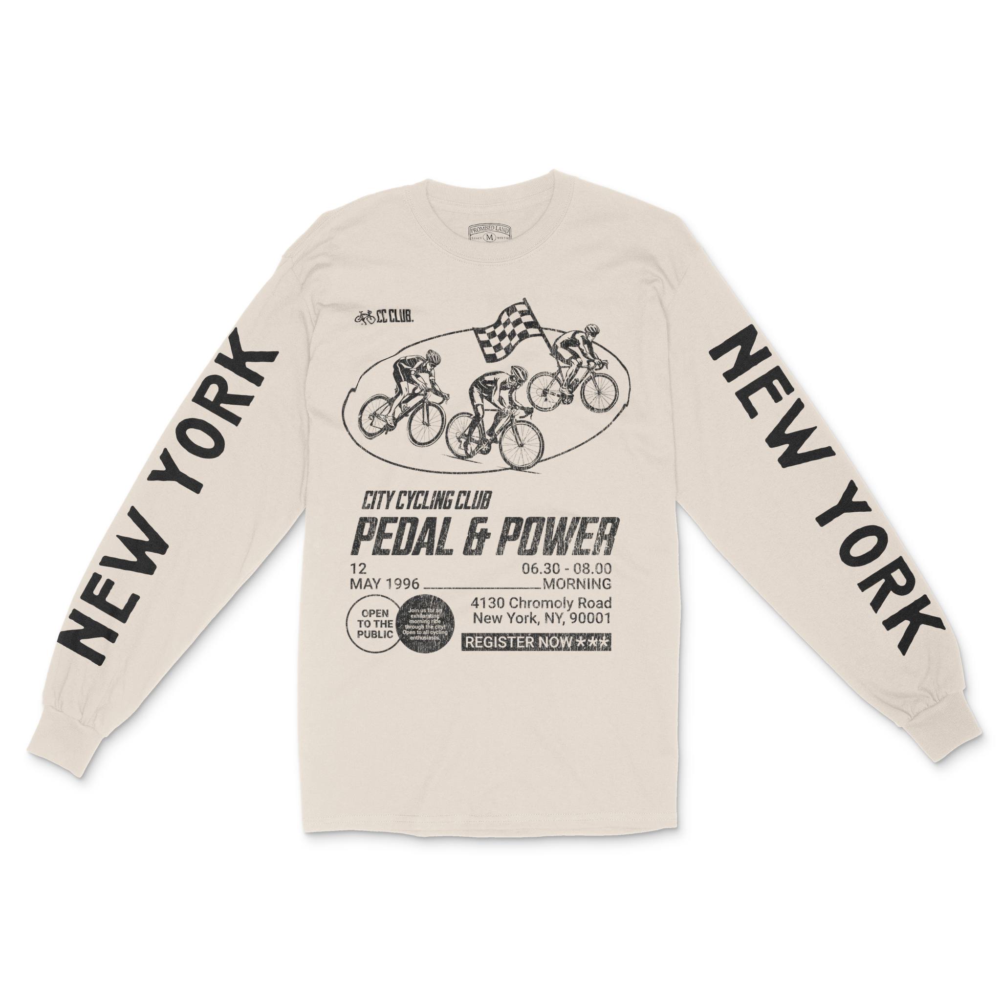 New York Bike Club Longsleeve in Natural - front view with sleeves