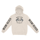 Miami Motorclub Hoodie in Natural - front view with sleeves
