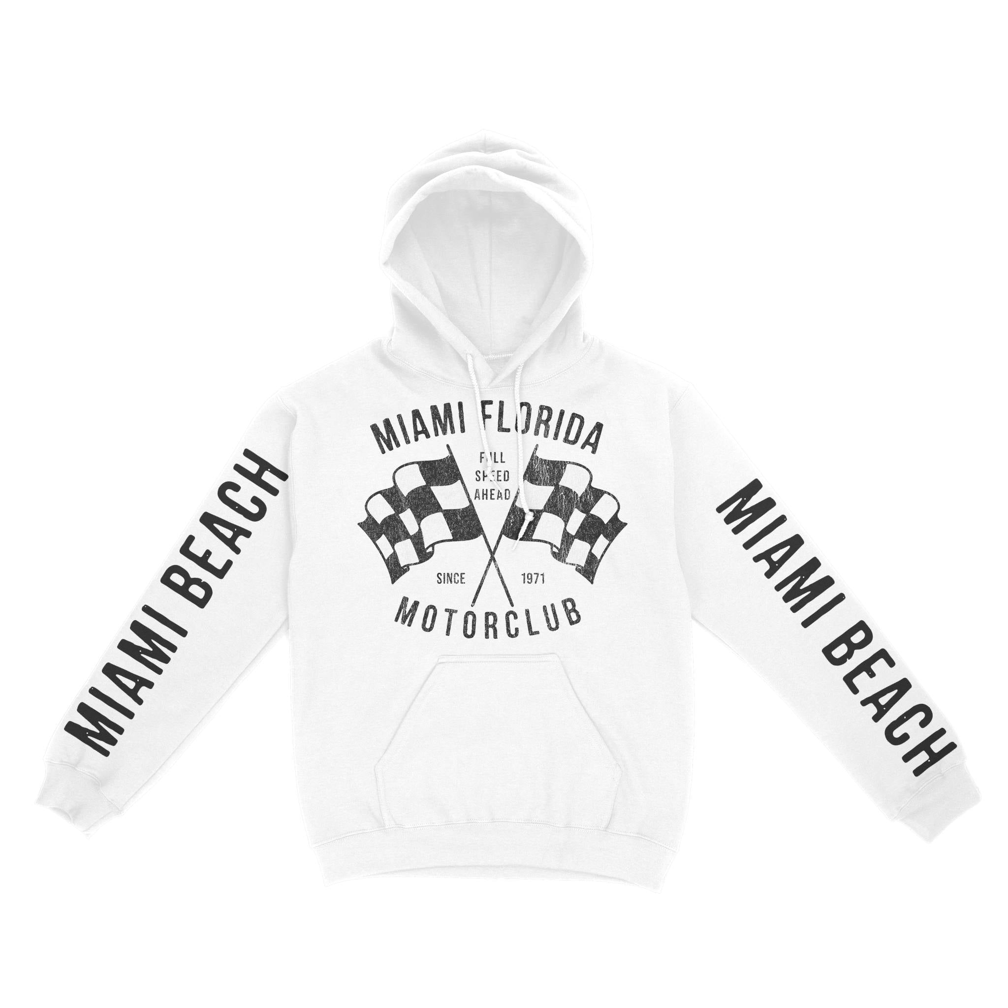 Miami Hoodie in White - front-sleeves view