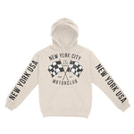 New York Hoodie in Natural - front-sleeves view