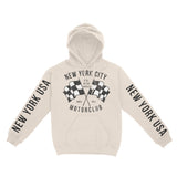 New York Hoodie in Natural - front-sleeves view