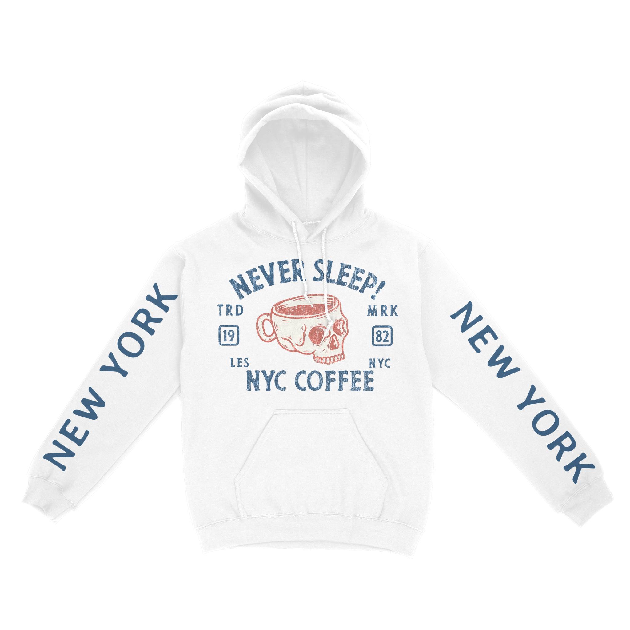 New York Hoodie in White - front-sleeves view