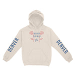 Denver Flower Shop Hoodie in Natural - front view with sleeves