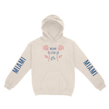 Miami Flower Shop Hoodie in Natural - front view with sleeves
